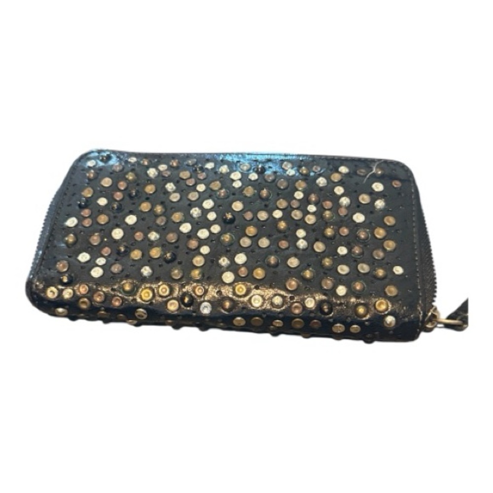 FRYE (rare!) Deborah Studded Black Leather Zip-around Wallet - Picture 2 of 7